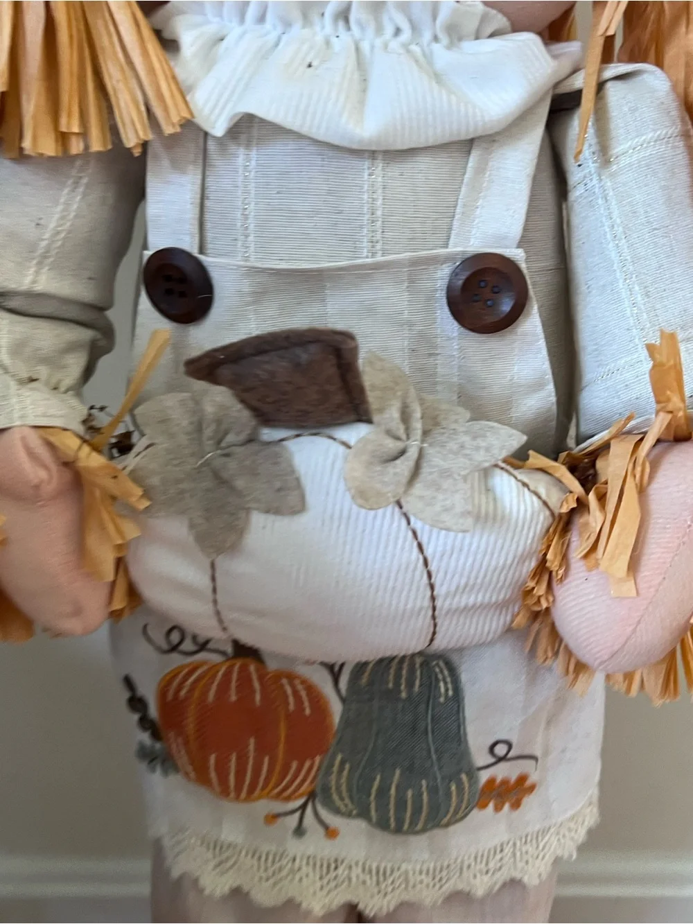 Fall Harvest Scarecrow girl Decor - Beige & Orange